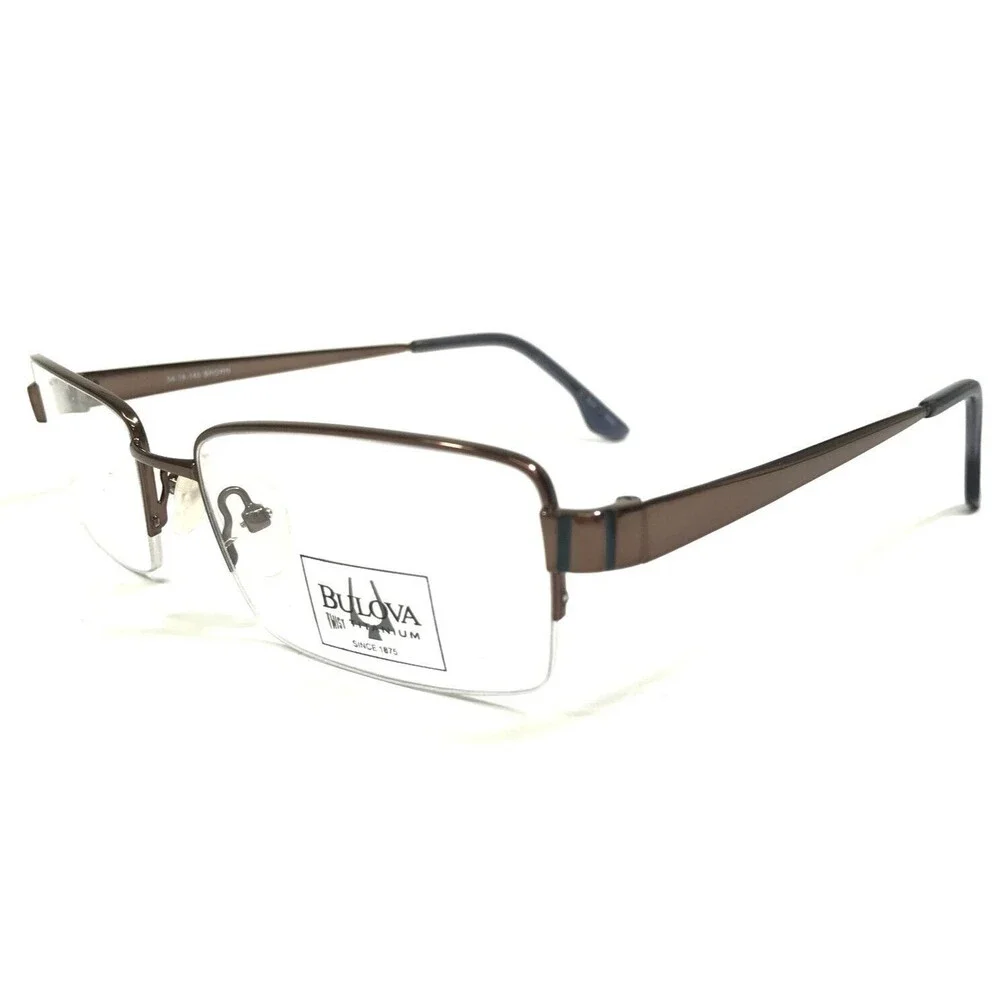 Bulova Eyeglasses Frames VALLEY CITY BROWN Square Half Rim 54-18-140